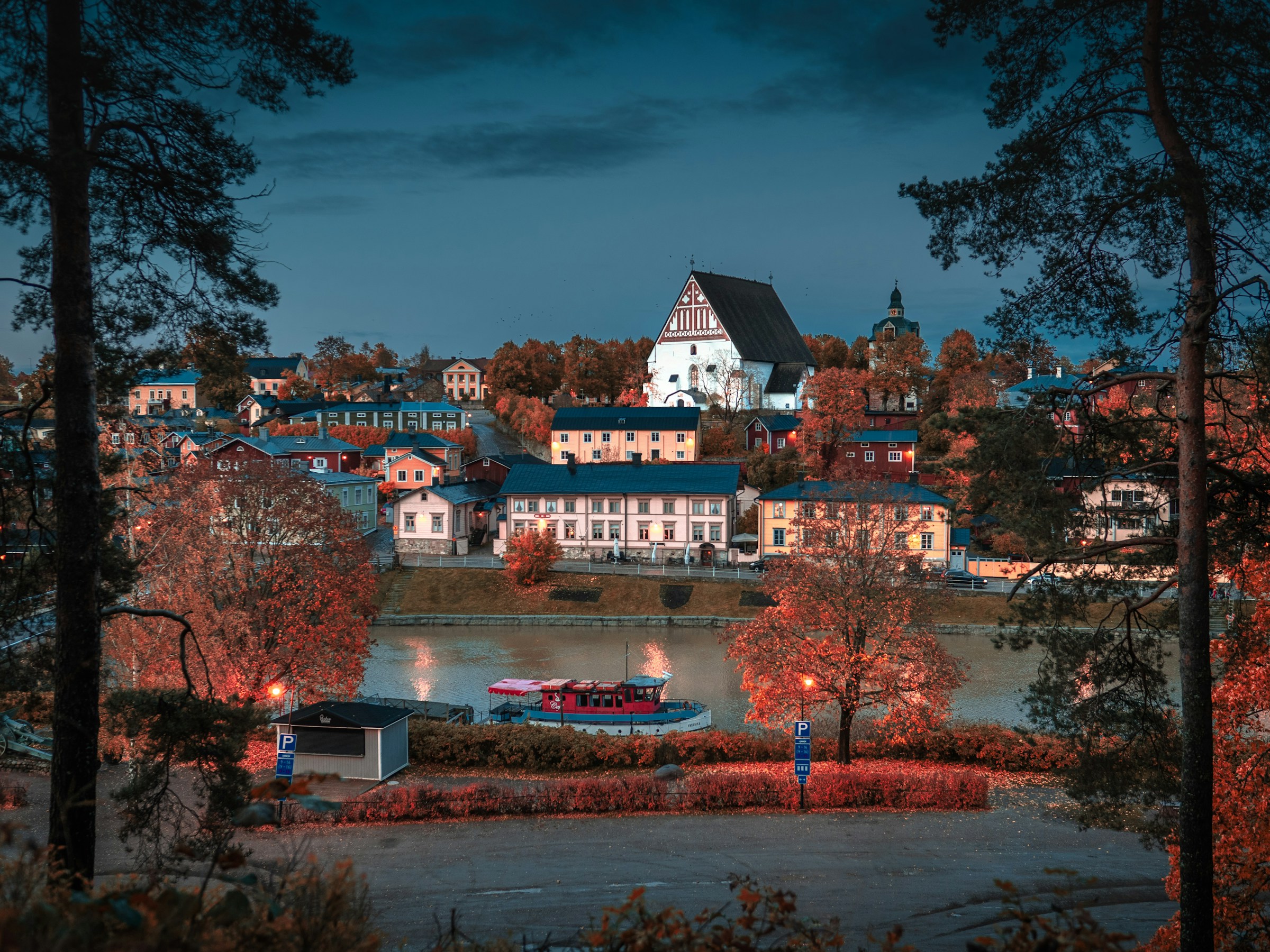 Porvoo river view of medieval cathedral in Porvoo