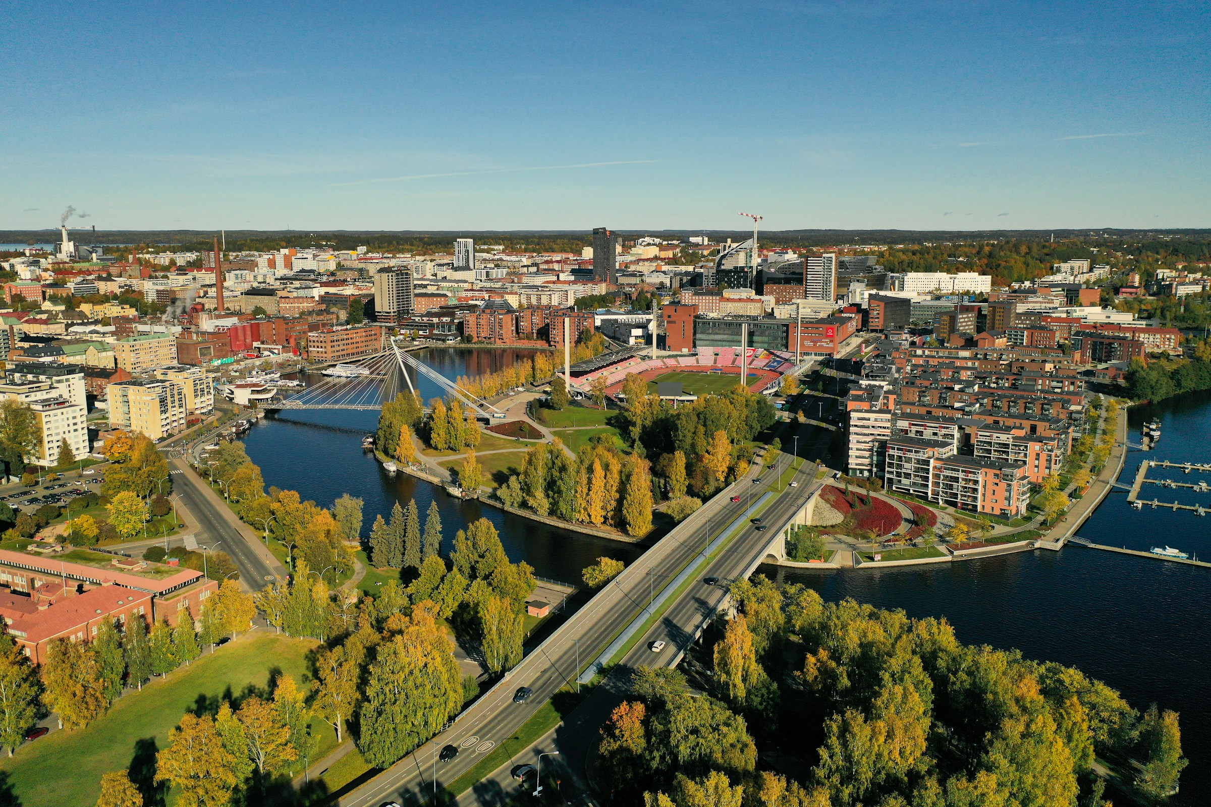 Tampere aerial view of the centrum of Tampere
