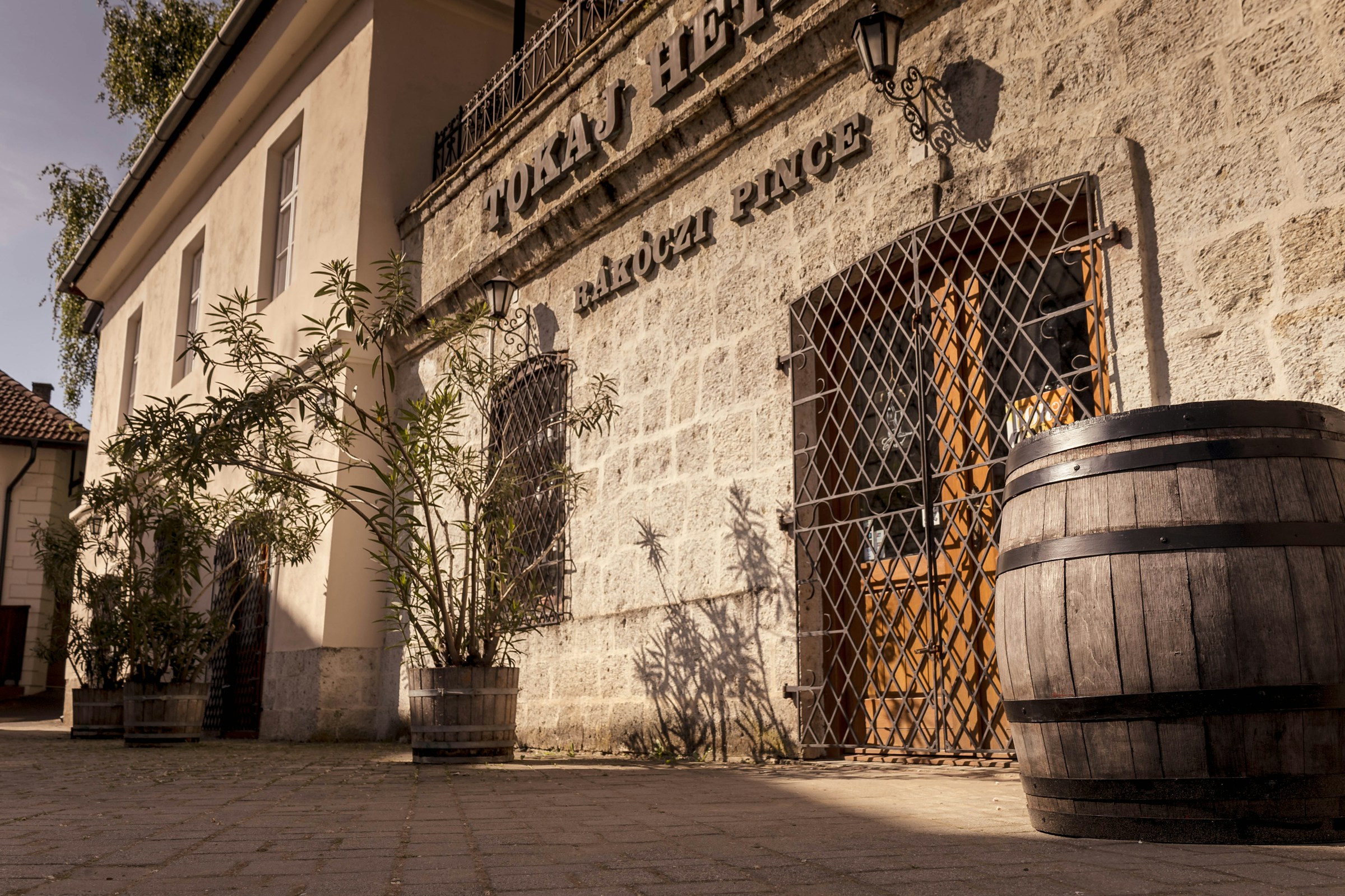 Tokaj house with a wine barrel in Tokaj