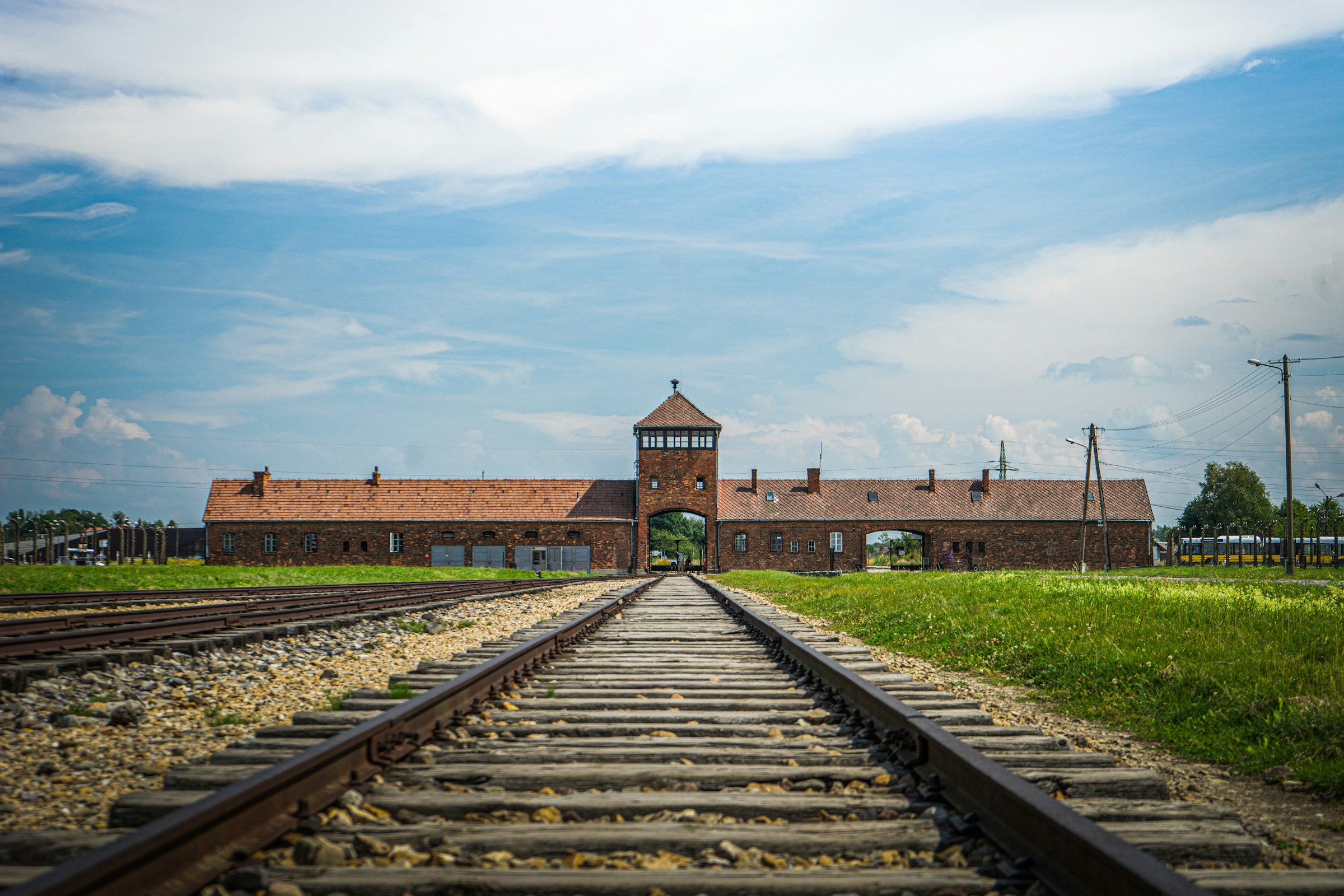 Auschwitz-Birkenau railway tracks in Auschwitz-Birkenau