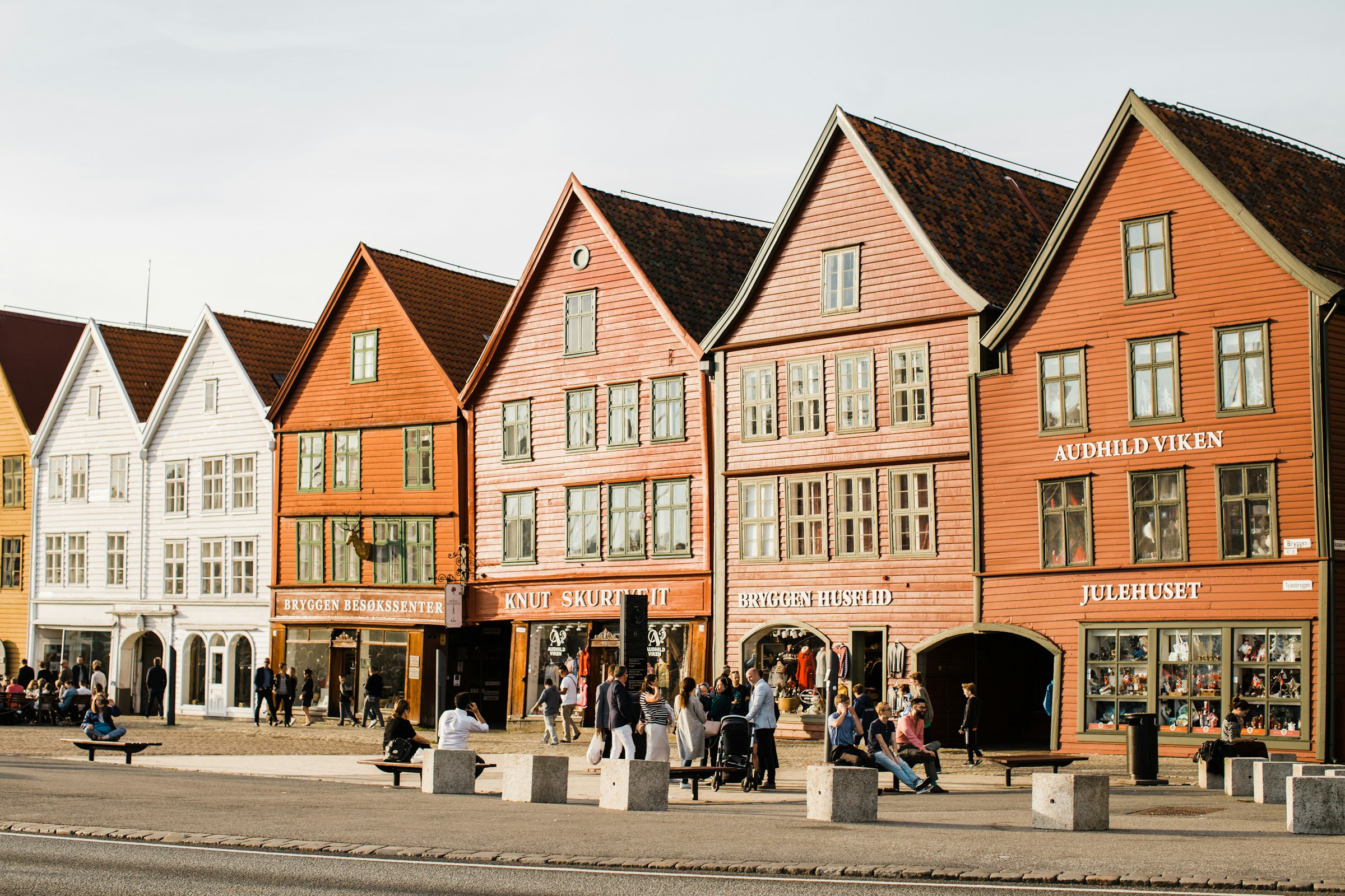 Bergen colorful historic wooden waterfront buildings in Bergen