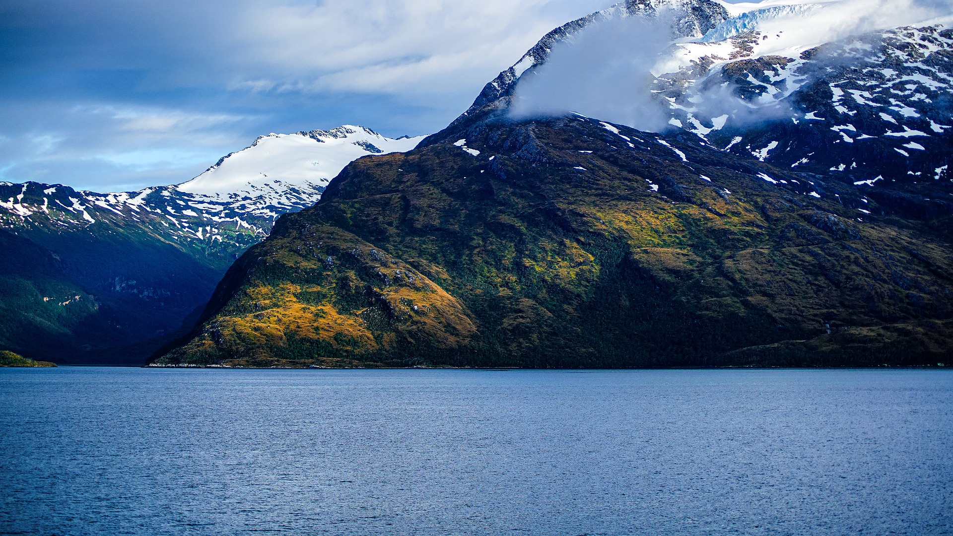 Chilean Fjords and Glaciers Patagonian fjord, mountains and glacier scenery Chilean Fjords and Glaciers