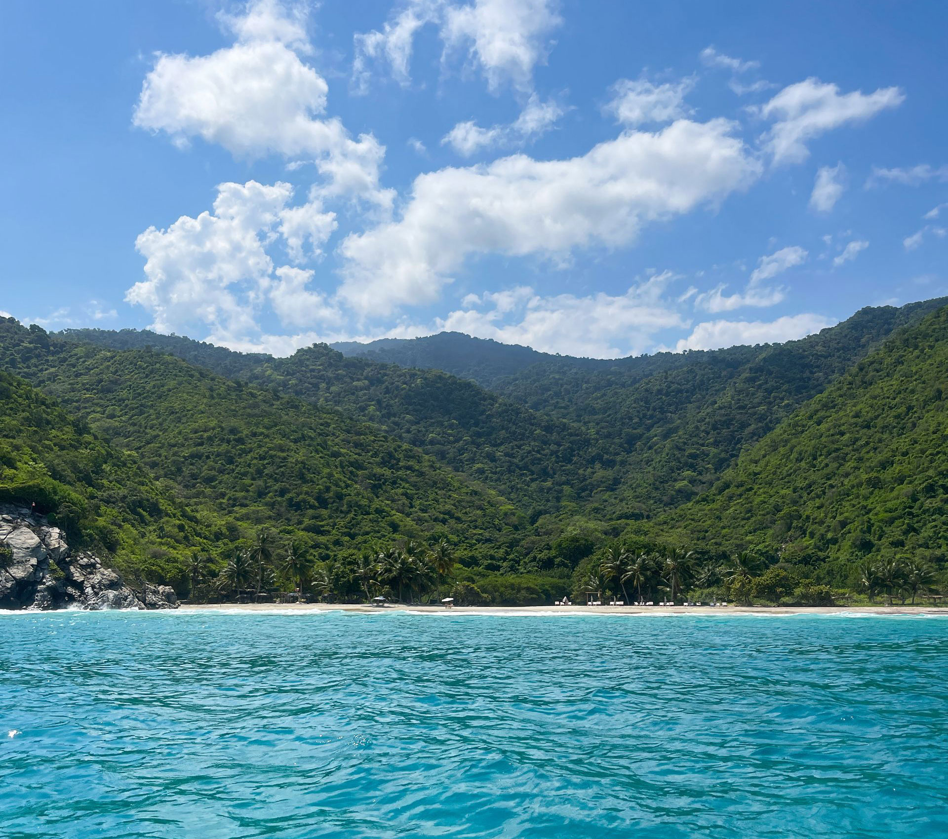 Choroní tropical beach with palms and green mountains
