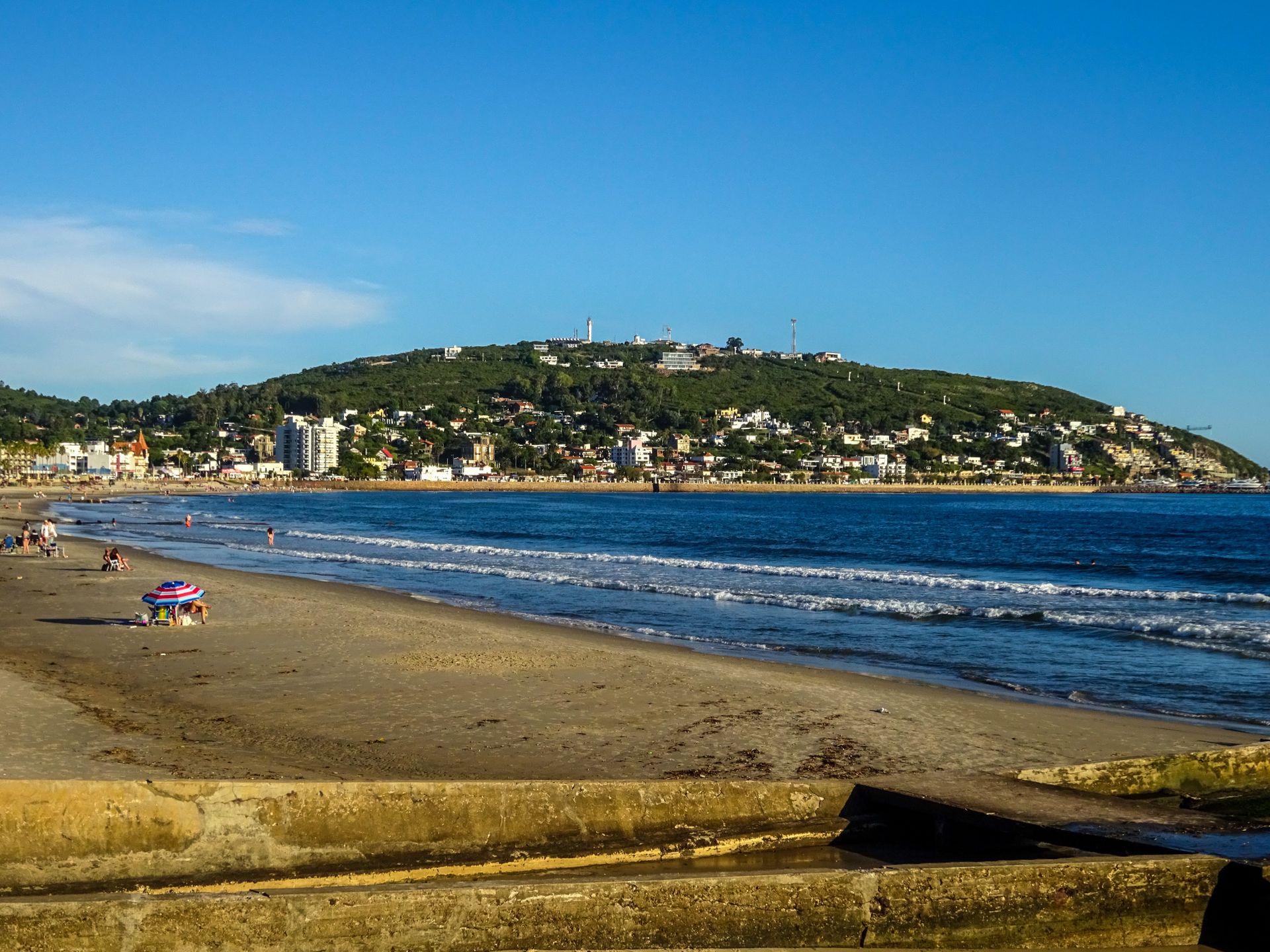 Piriápolis beach and curved coastal bay