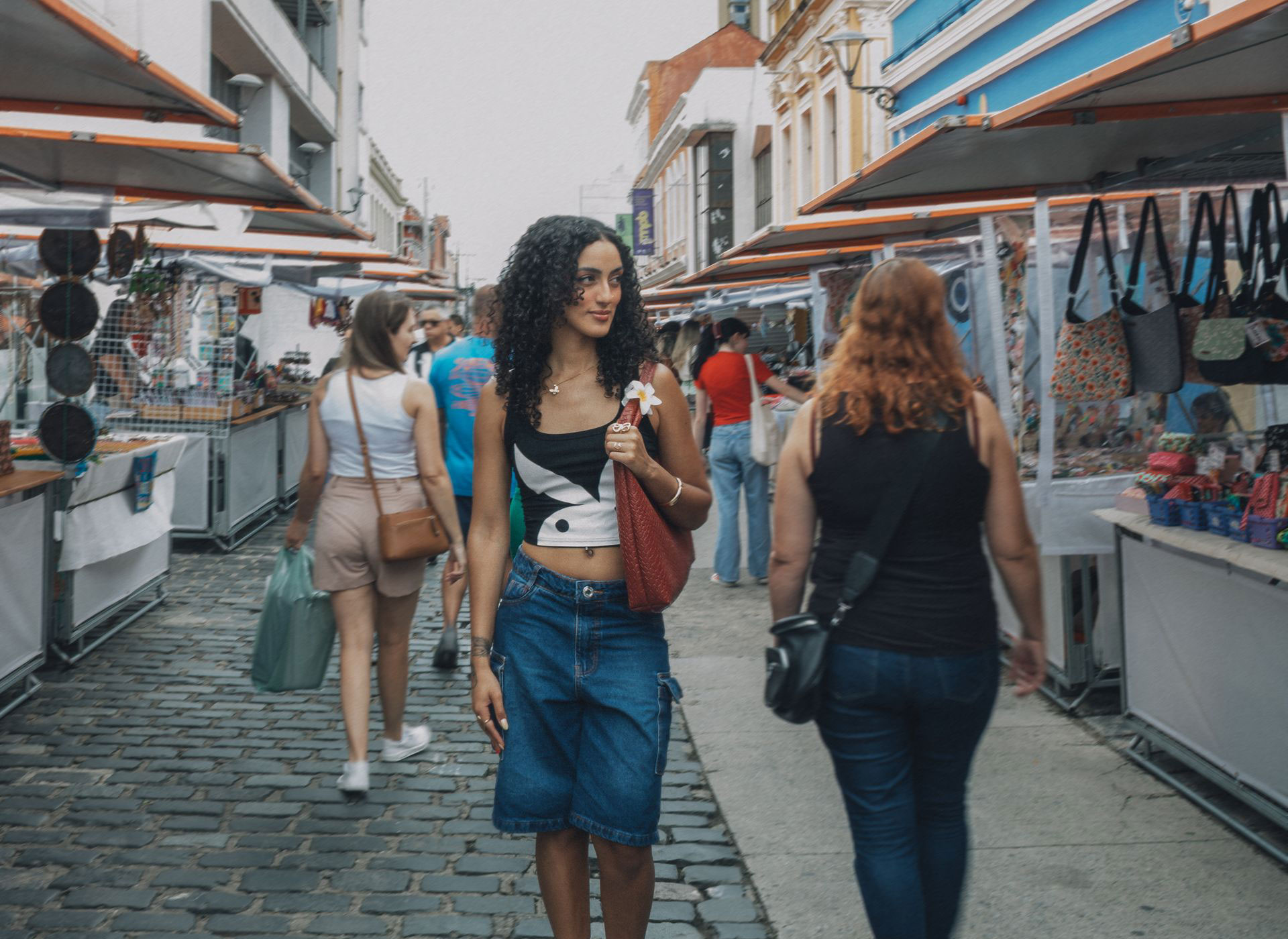 solo traveller walking street market confident solo traveller walking street market confident