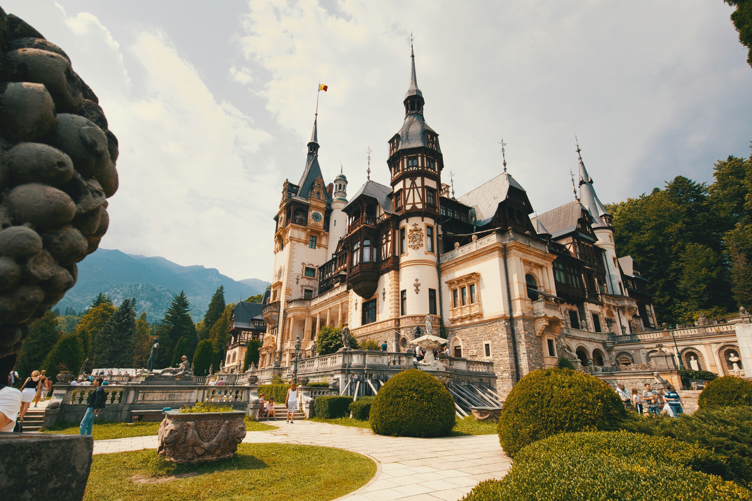 far view of Peleș Castle & Sinaia