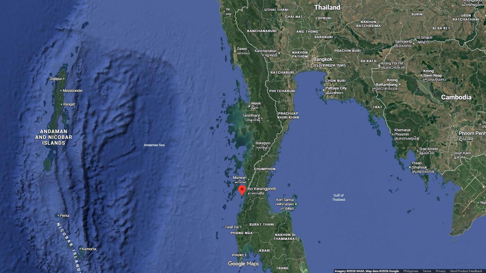 map of Ao Kwang Peeb, Koh Phayam, Thailand