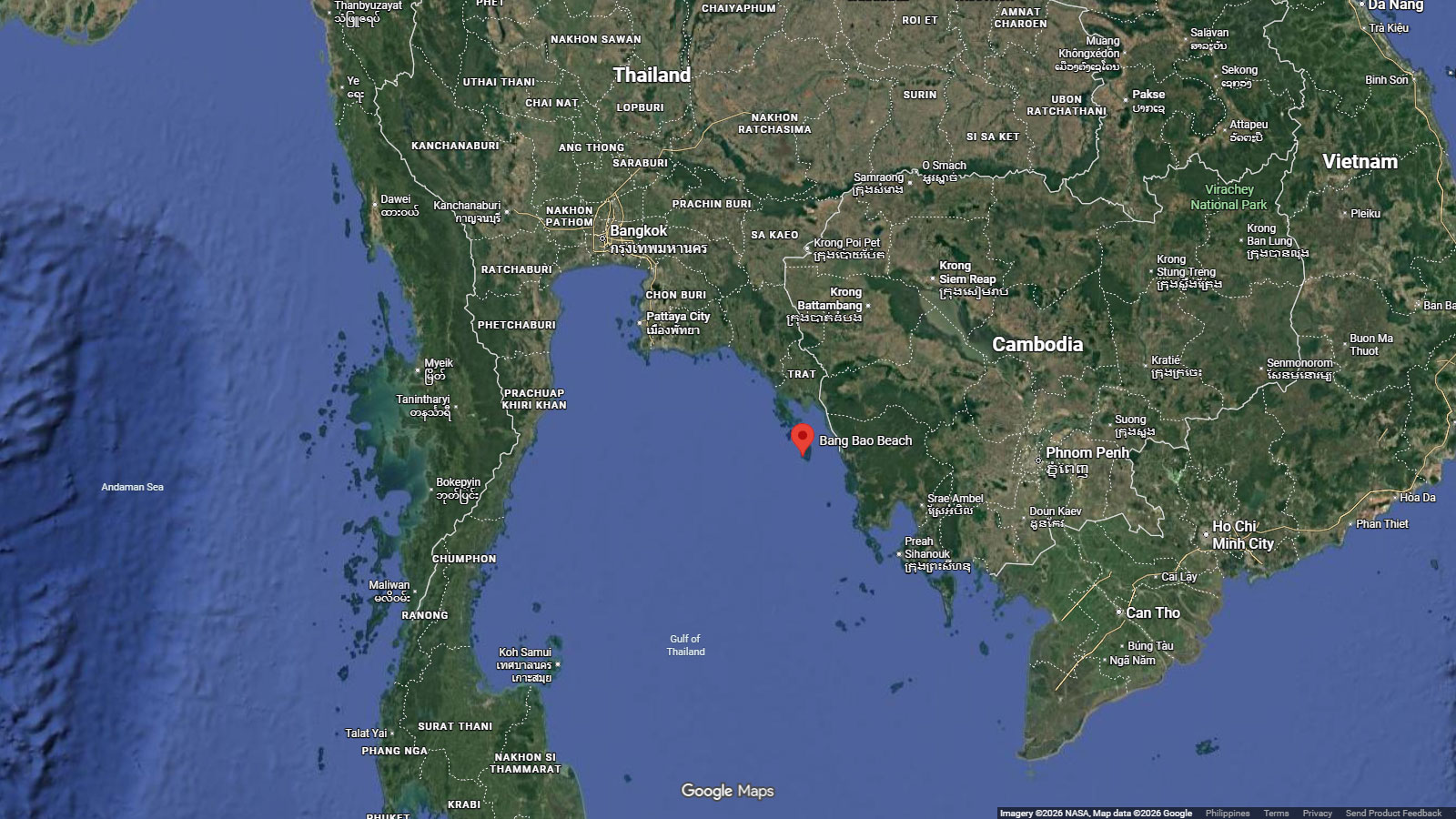 map of Bang Bao Beach, Koh Kood, Thailand