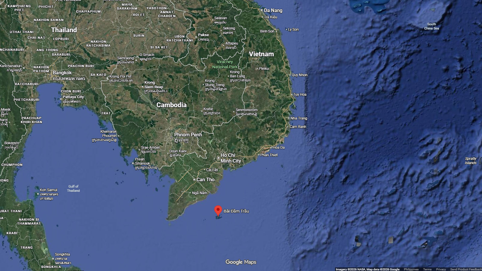 map of Dam Trau Beach, Con Dao, Vietnam