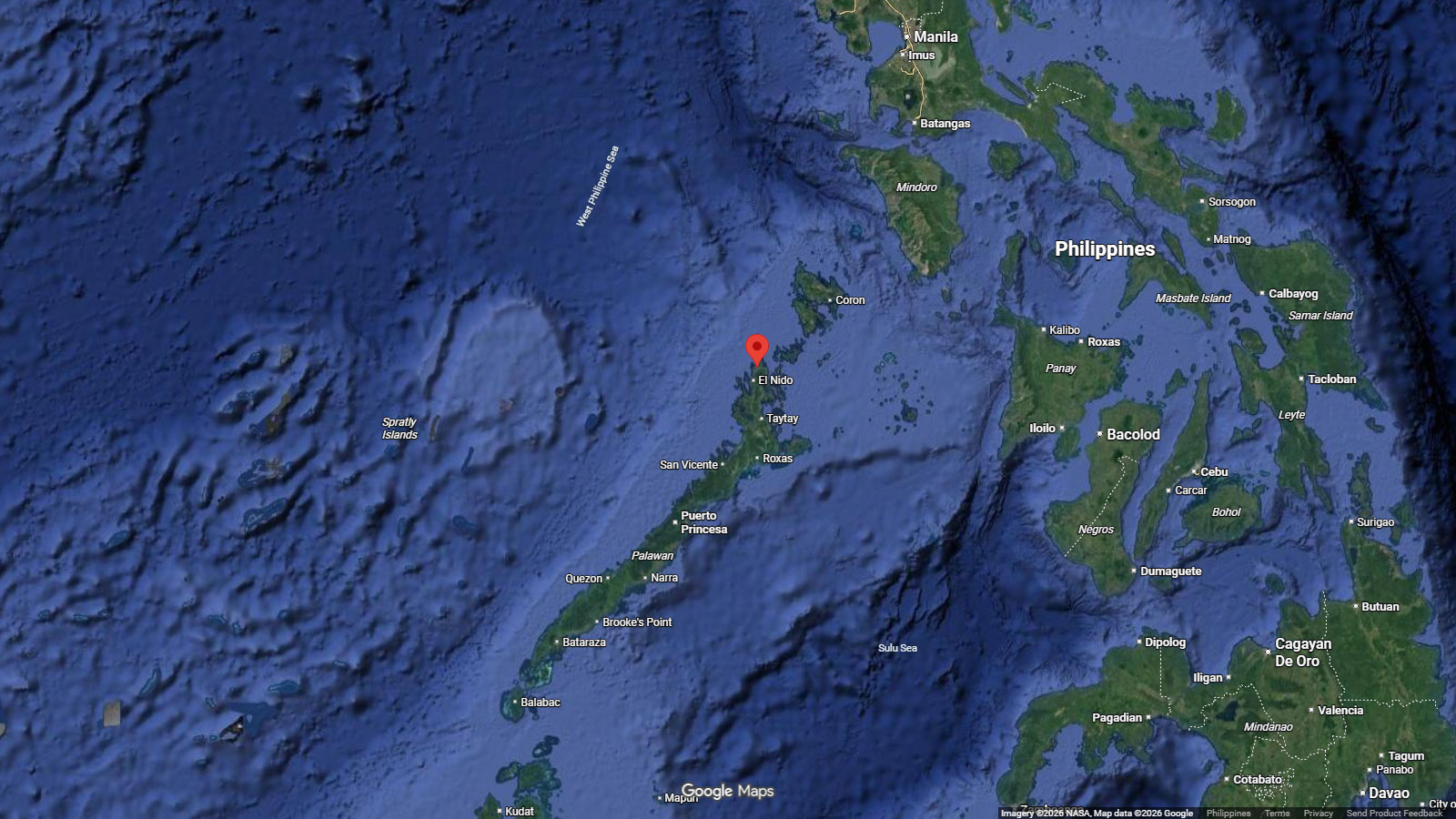 map of Duli Beach, Palawan, Philippines