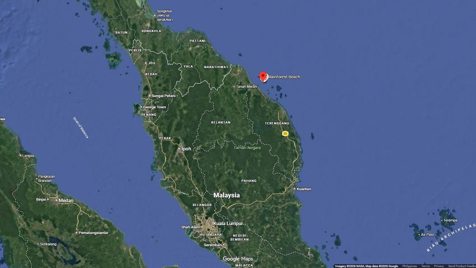 map of Mira Beach, Perhentian Kecil, Malaysia