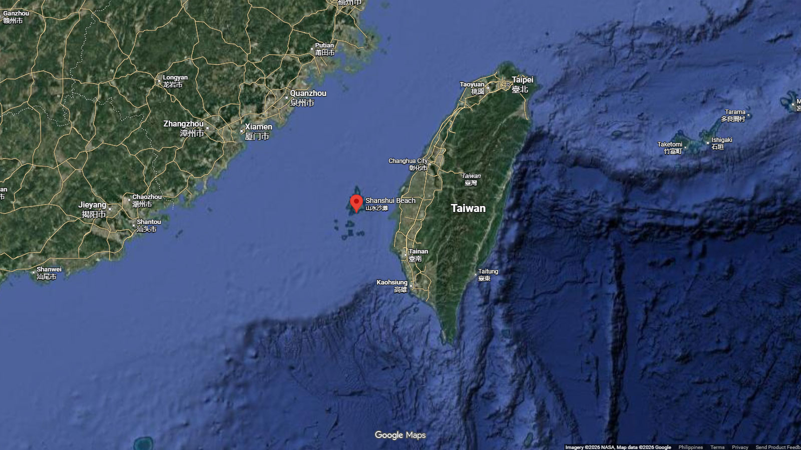 map of Shanshui Beach, Penghu, Taiwan