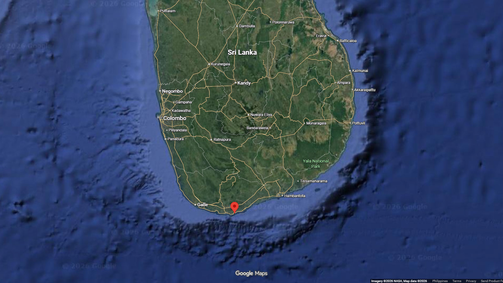 map of Talalla Beach, Sri Lanka