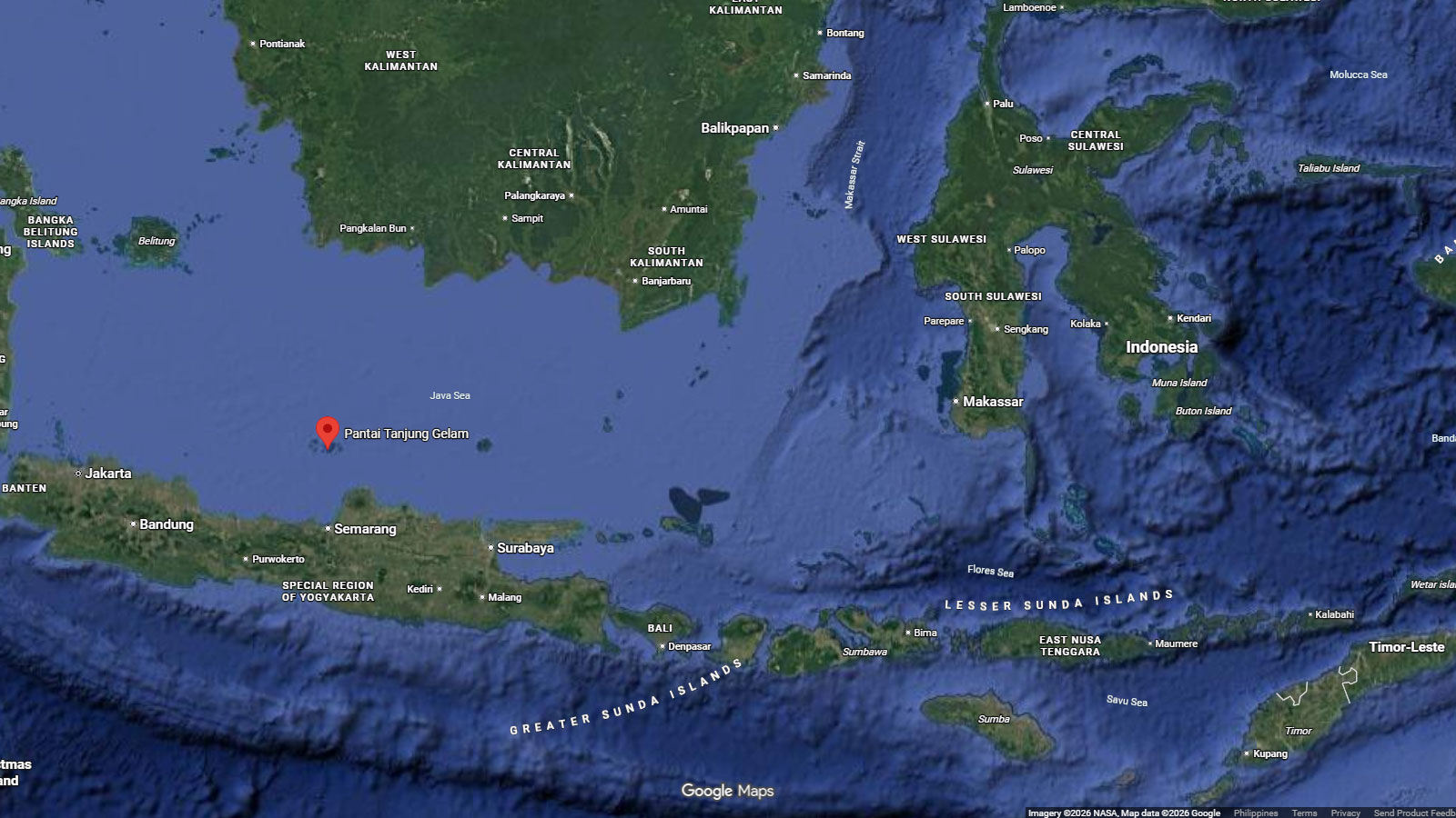 map of Tanjung Gelam, Karimunjawa, Indonesia