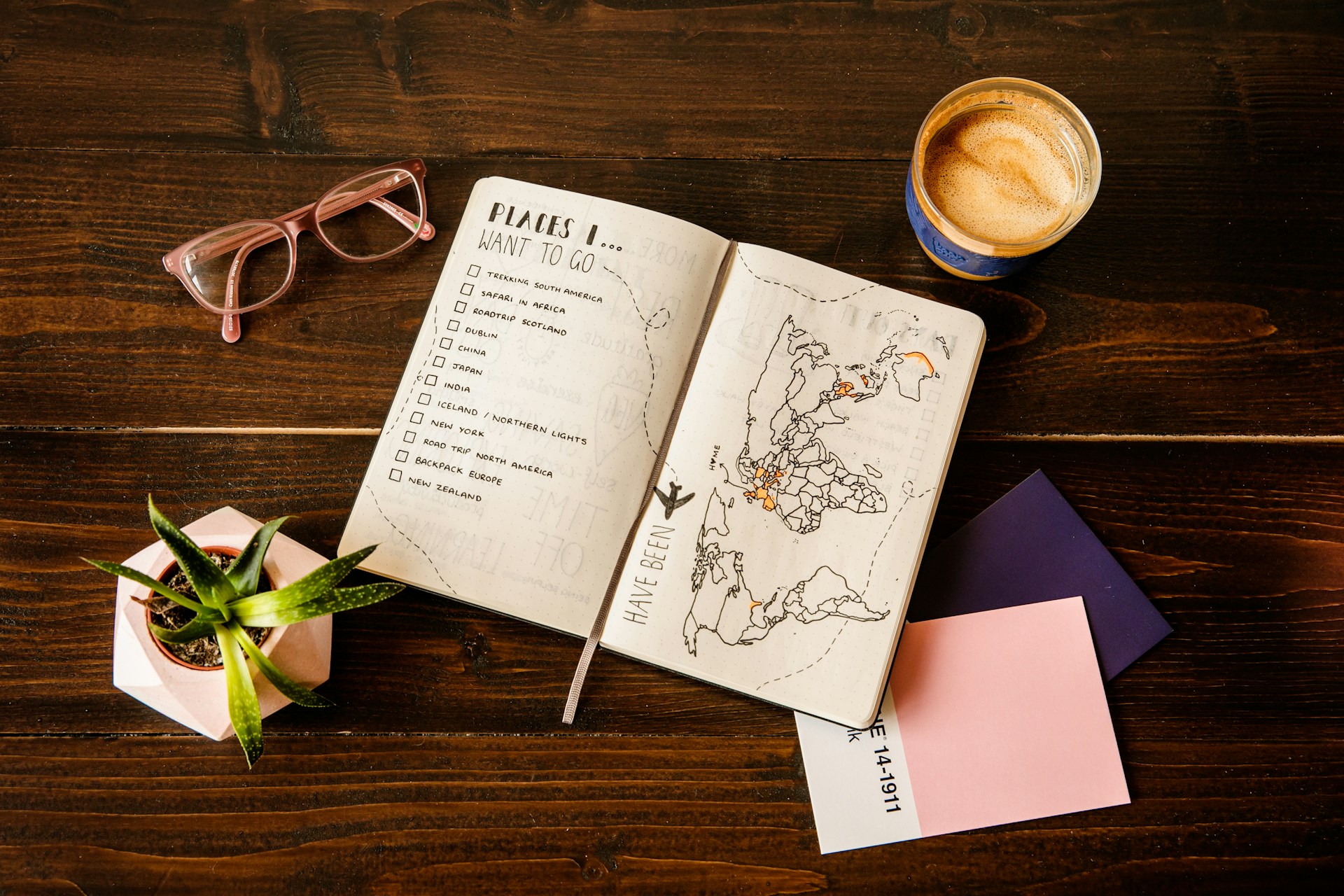 Quick trip planning notes with destination and dates
