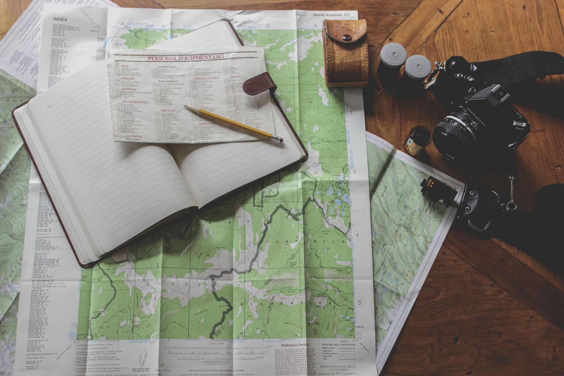 Simple calm travel planning notebook