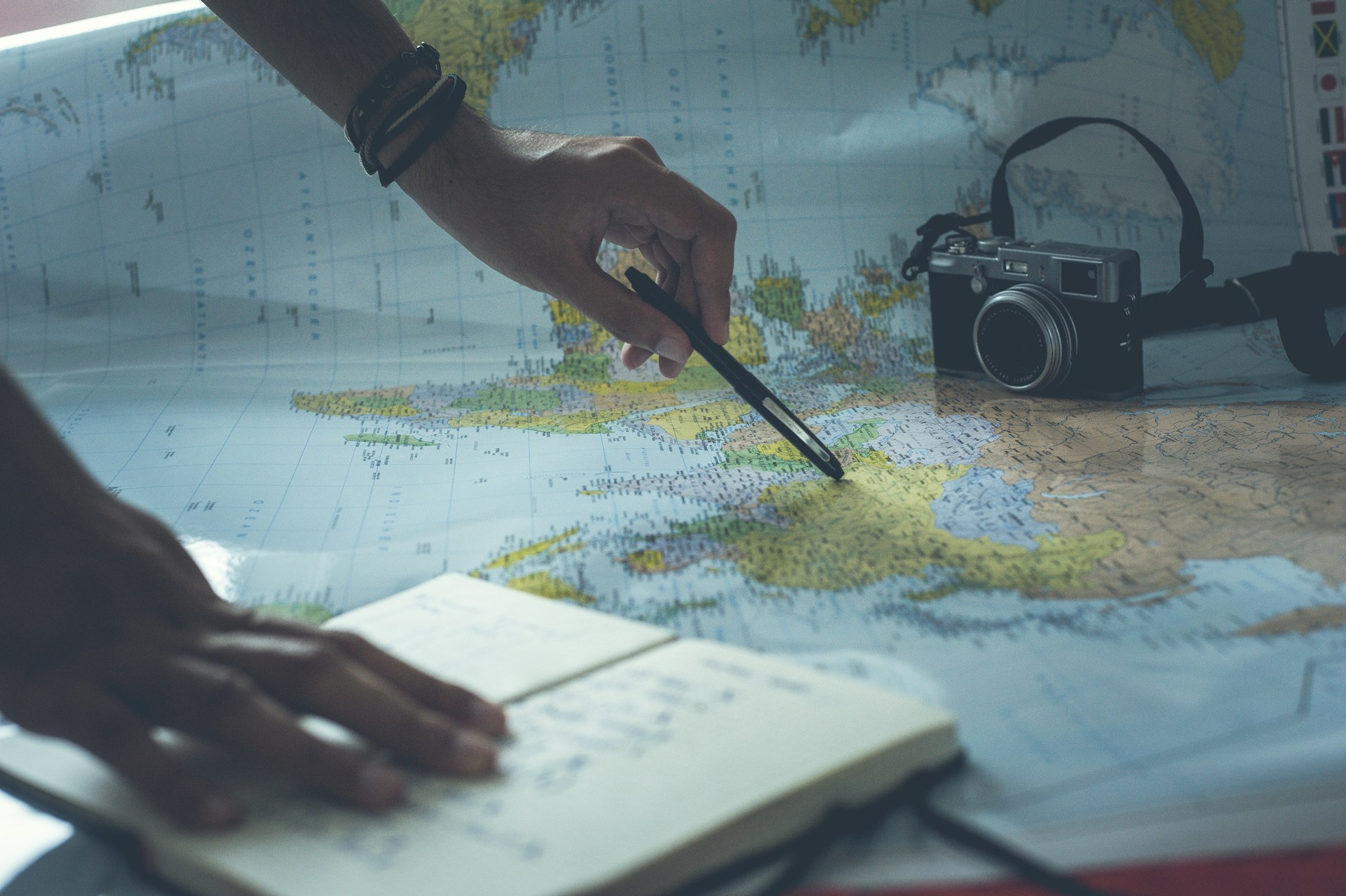 Travel planner working on a custom itinerary