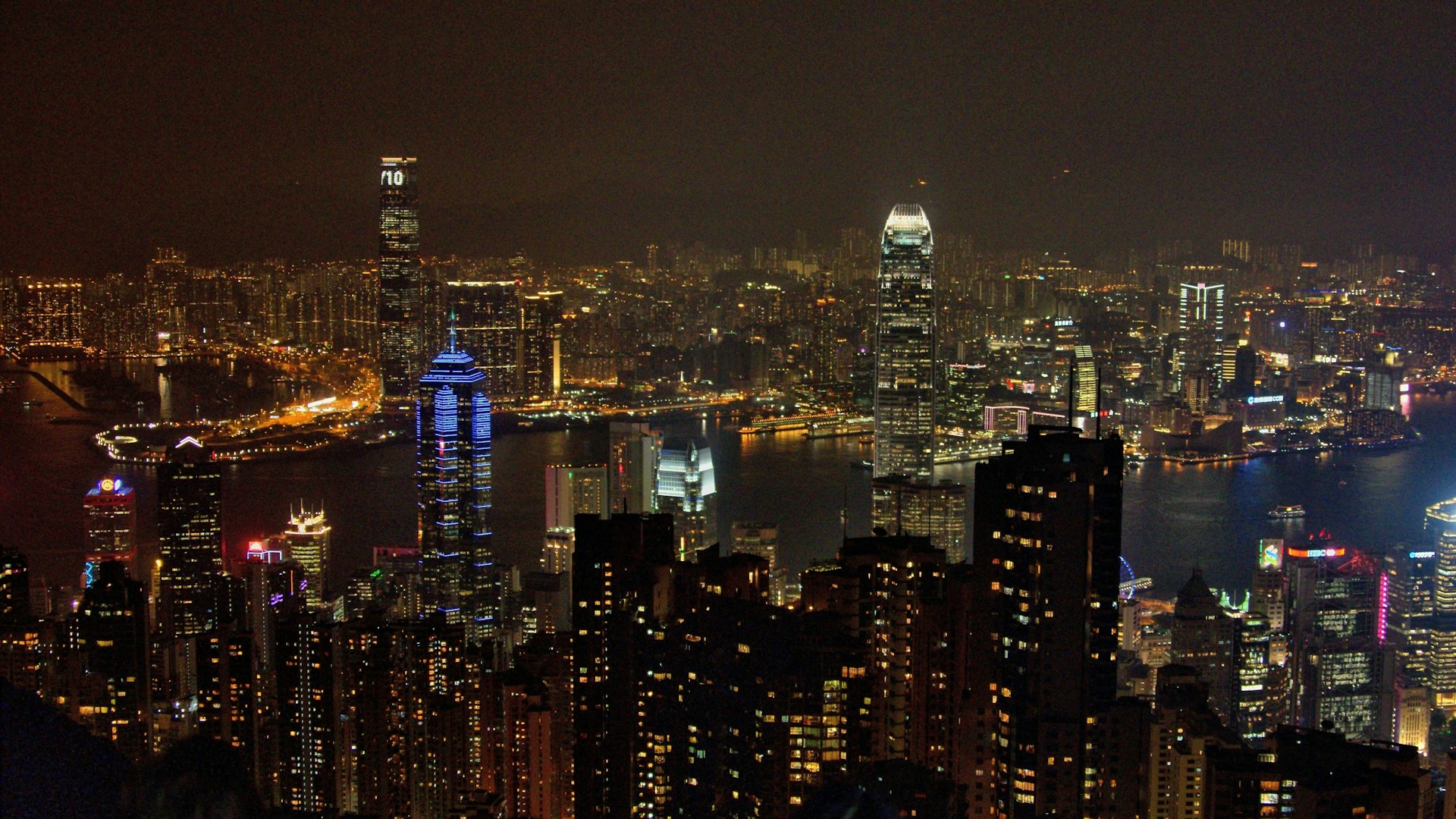 Hong Kong skyline from Victoria Peak at night